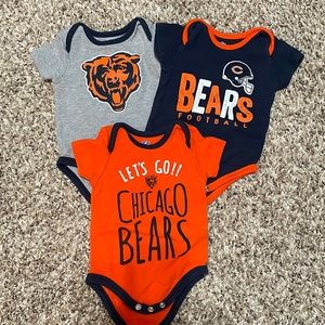 3 Chicago Bears onesies.  Size 0/3 month.